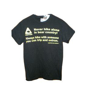 NWT Camping For Foodies NEVER HIKE ALONE Humorous Unisex T-Shirt
